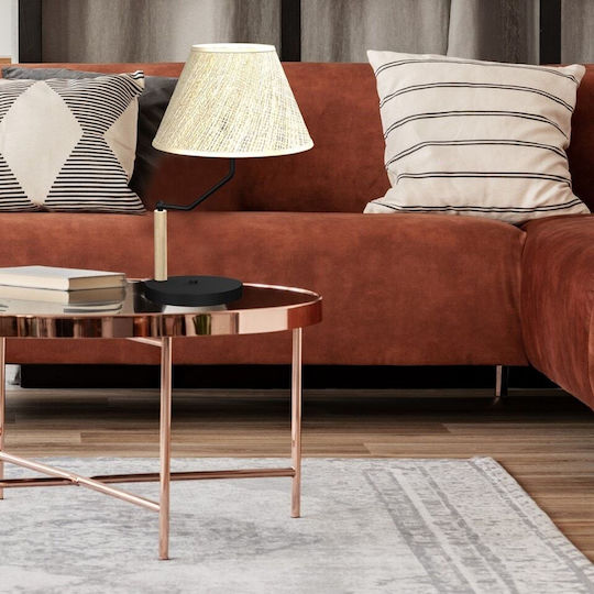 Eko Light Etna Metal Table Lamp for Socket E27 with Beige Shade and Black Base