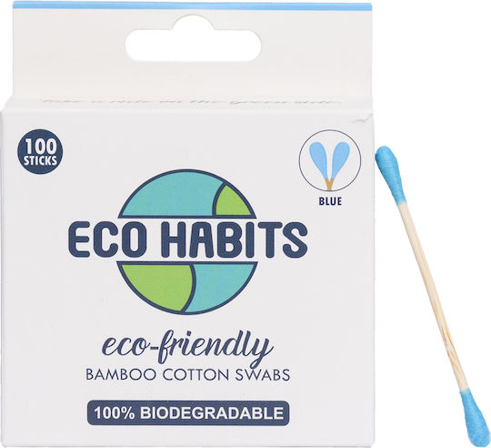 Eco Habits Βαμβακερές Μπατονέτες Μπαμπού Συσκευασία 100 Τμχ Μπλέ