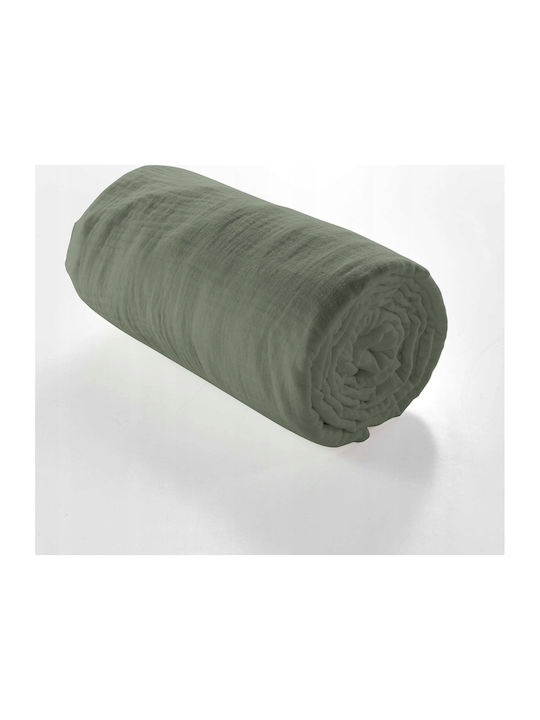 Douceur d'Intérieur Sheet Super-Double with Elastic 160x200cm. Green