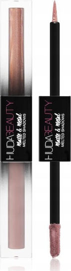 Huda Beauty Matte & Metal Melted Двойни сенки за очи Матов в течна форма с Розов цвят 2мл