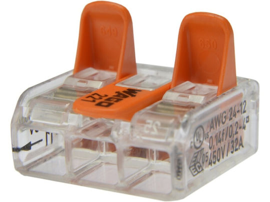 Wago Compact 221-413 Universal Quick Connector 3x 0.2-4.0mm² Wire Cable 450v 32a Original 10pcs