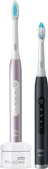 Oral-B Pulsonic Slim Luxe 4900 Twin Pack Electric Toothbrush with Timer Rose Gold / Matte Black