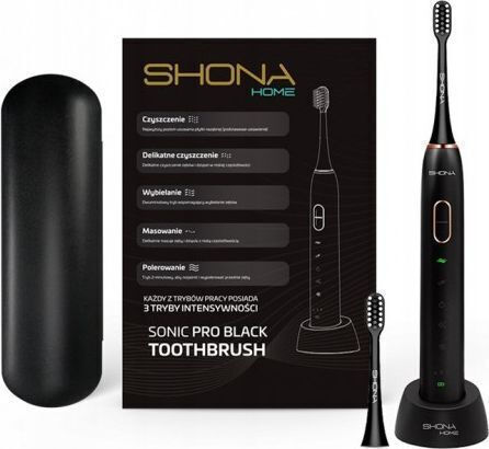 Shona Electric Toothbrush with Pressure Sensor and Travel Case 36F9-65782 Black