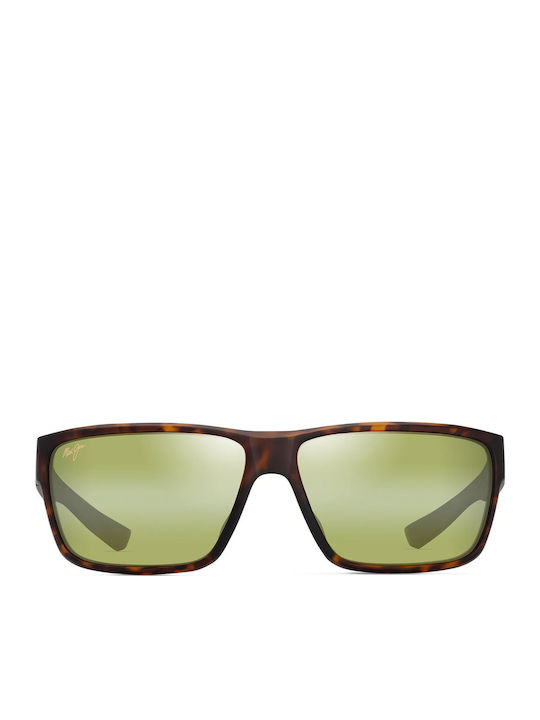 Maui Jim Men's Sunglasses with Brown Tartaruga Plastic Frame and Green Lens HT661-10B