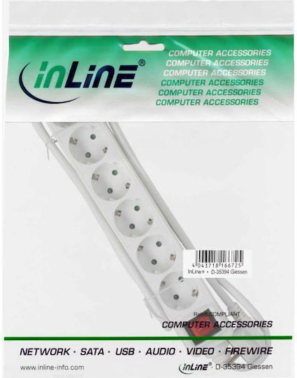 InLine Πολύπριζο 6 Θέσεων με USB-A, Διακόπτη και Καλώδιο 1.5m