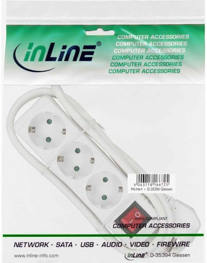 InLine Πολύπριζο 3 Θέσεων με USB-A, Διακόπτη και Καλώδιο 3m