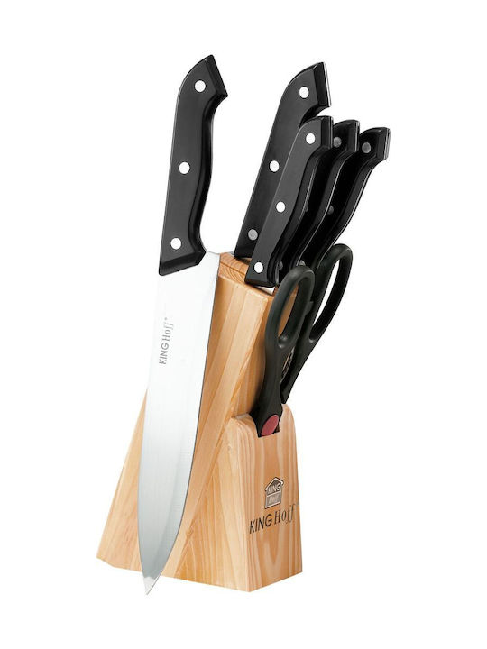 KING Hoff Set Cuțite cu Suport din Oțel Inoxidabil 20.32cm 7buc