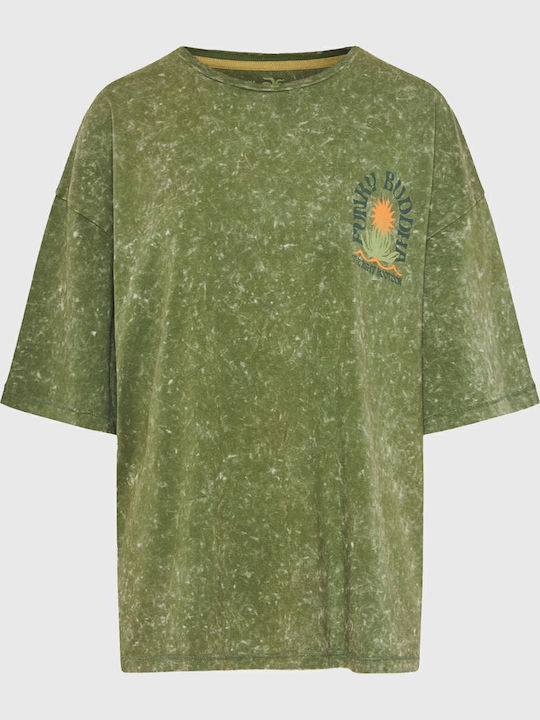 Γυναικείο Oversized T-shirt Ριγέ Χακί