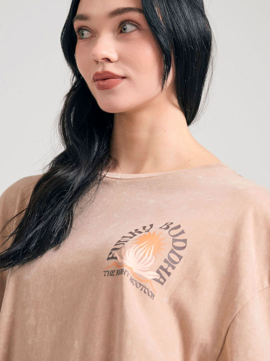 Women's Oversized T-shirt Striped Brown