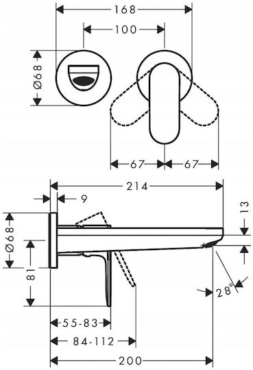 Hansgrohe Built-in Mixer & Spout Set for for Bathroom Sink Silver