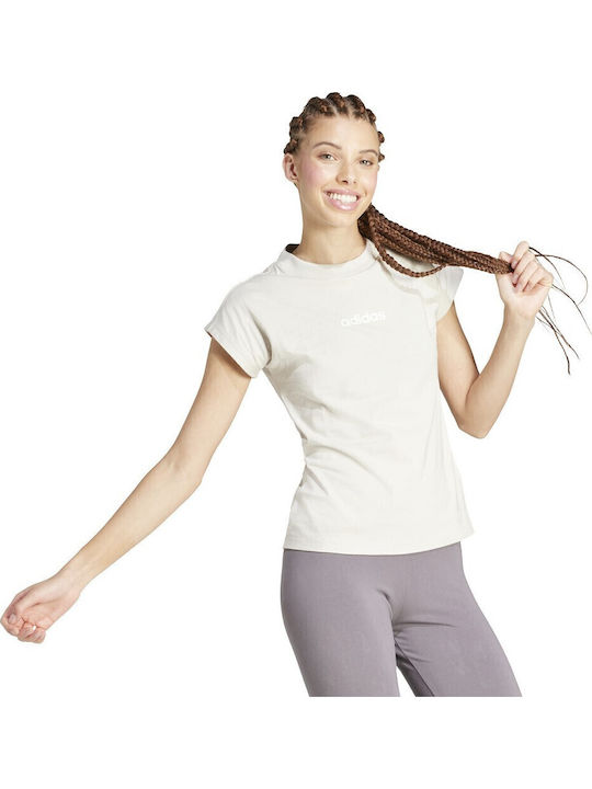 Essentials Linear Women's Sports Short Sleeve Beige Blouse