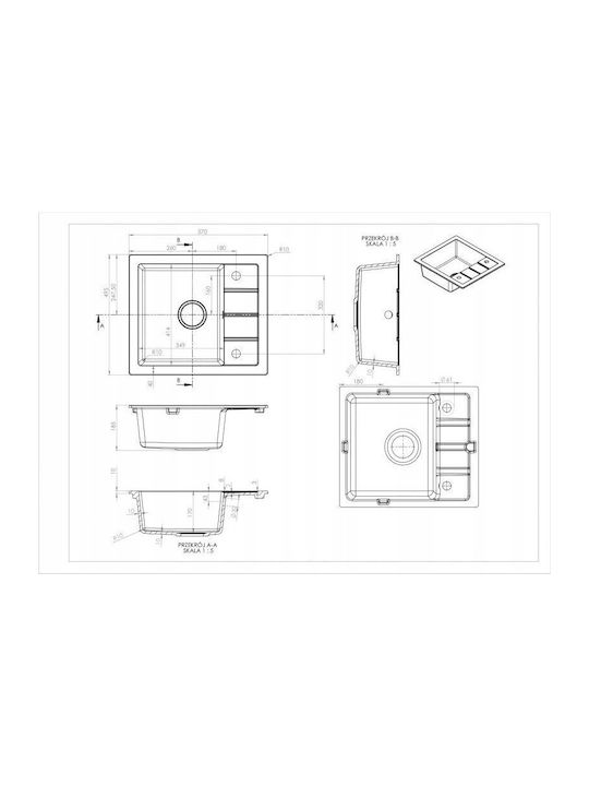 Laveo Drop-In Sink Synthetic Granite with Faucet W57xD49.5cm Black