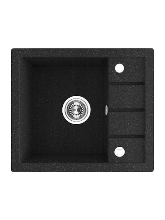 Laveo Drop-In Sink Synthetic Granite with Faucet W57xD49.5cm Black