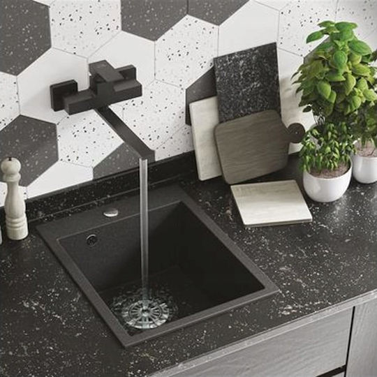 Laveo Drop-In Chiuvetă din Granit Sintetic L48xW39cm Negru