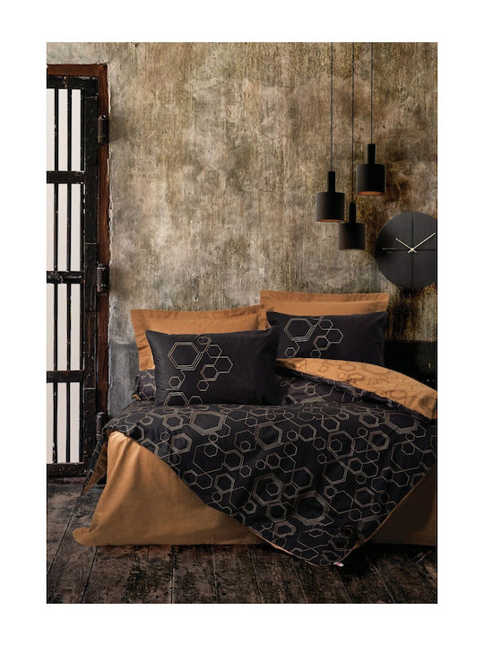 Cotton Box Set Husă de Pilotă Bumbac Dublă cu 2 Fețe de Pernă & 1 Cearsaf 200x220 Copper