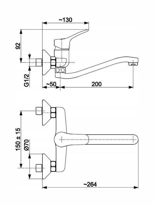 KFA Kitchen Faucet Wall Silver