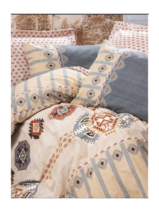 Cotton Box Bettbezug-Set Baumwolle Doppelbett mit 2 Kissenbezügen & 1 Bettlaken 200x220 Grey