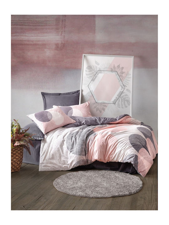 Cotton Box Bettbezug-Set Baumwolle Doppelbett mit 2 Kissenbezügen & 1 Bettlaken 200x220 Grey