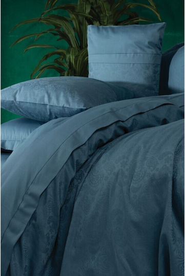 Cotton Box Bettbezug-Set Doppelbett mit 2 Kissenbezügen & 1 Bettlaken 200x220 Petrol Blau