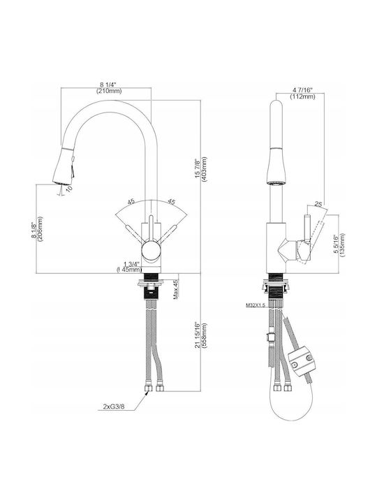 Invena Kitchen Faucet Counter Black