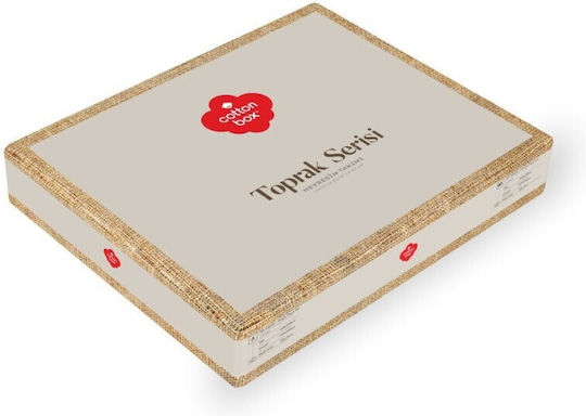 Cotton Box Σετ Παπλωματοθήκη Βαμβακερή Διπλή με 2 Μαξιλαροθήκες & 1 Σεντόνι 200x220cm Beige