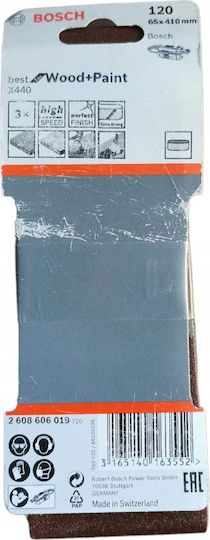Bosch Γυαλόχαρτο K120 65x410mm Σετ 3τμχ