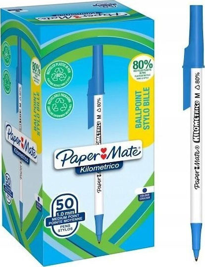 Στυλό Διαρκείας Paper Mate Kilometrico Reycled M Μπλε 50 Τεμάχια