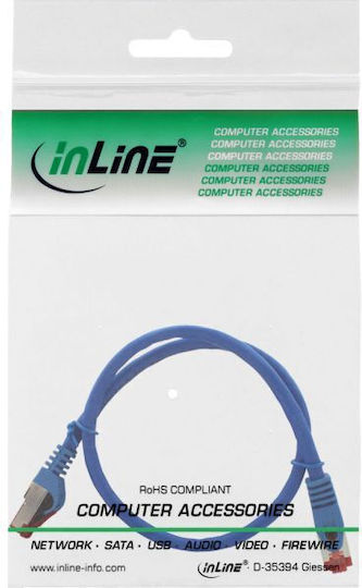 Intos Electronic S/FTP Cat.6 (Gigabit) Καλώδιο Δικτύου Ethernet 0.3m Μπλε