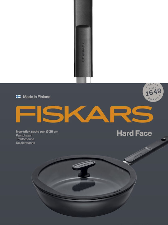 Fiskars Hard Face Pfanne aus Aluminium mit Deckel mit Antihaftbeschichtung 26cm