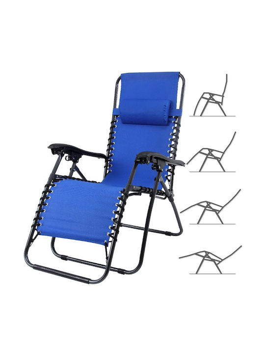 Outdoor Armchair Metallic Blue with Cushion