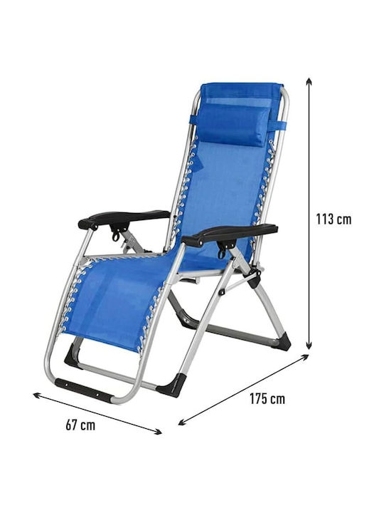 Outdoor Armchair Metallic Blue with Cushion