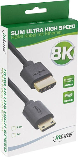 InLine HDMI Кабел HDMI Мъжки - Мини HDMI Мъжки 2м Черен