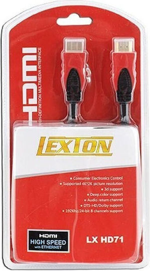 Lexton HDMI 1.4 Braided Cable HDMI male - HDMI male 1.5m Red