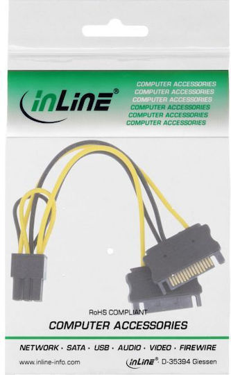 InLine 6-Pin PCIe - 15-Pin Sata Cable 0.15m Πολύχρωμο 26628B