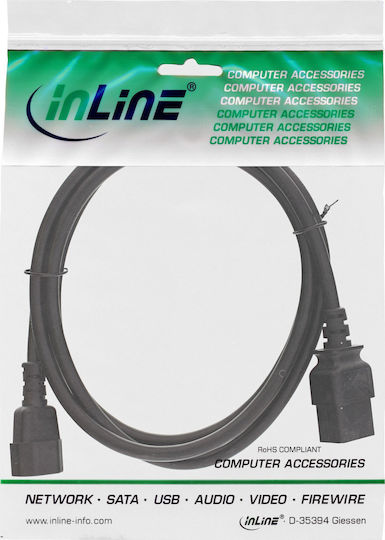 Кабел за захранване Inline Inline Power Adapter Iec-60320 C14 към C19 3x1.5 мм² Макс. 10A Черен 1м