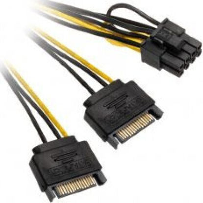 Akasa 15-Pin Sata - 8-Pin PCIe Kabel 0.3m Gelb (AK-CBPW19-15)