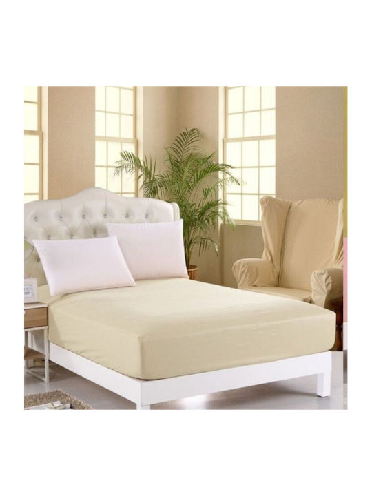 Pucioasa Cearșaf Super dublu cu Elastic 160x200+25cm. Cremă