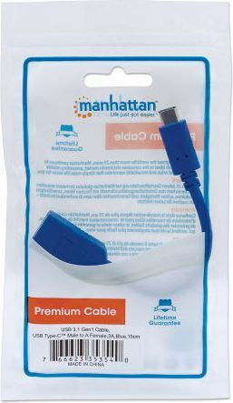 Manhattan Конвертор USB-C мъжки към USB-A женски Син 1бр 353540