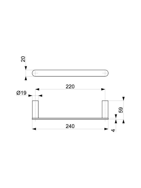 KFA Single Wall-Mounted Bathroom Rail ​22x22cm Inox Gold