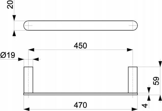 KFA Single Wall-Mounted Bathroom Rail ​45x45cm Inox Black