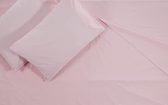 Tac Set Huse Pentru Pilote 100% Bumbac 200x220cm Dublu Cu 2 Fețe De Pernă & 1 Cearșaf Basic Roz
