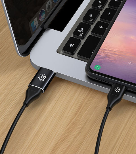 Manhattan Конвертор USB-A мъжки към USB-C женски Черен 1бр 153980
