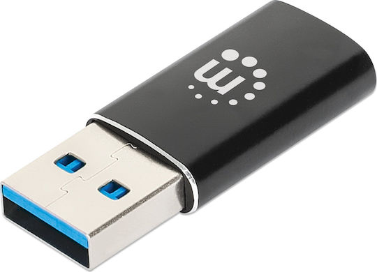 Manhattan Конвертор USB-A мъжки към USB-C женски Черен 1бр 153980