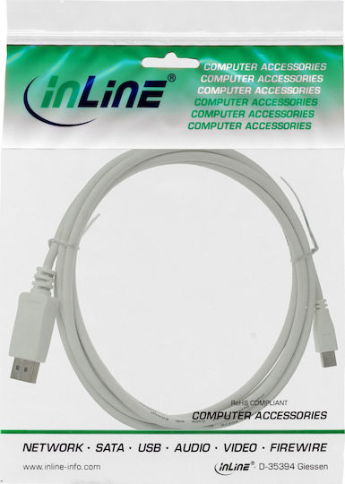InLine DisplayPort / Mini-DisplayPort Männlich Zu DisplayPort / Mini-DisplayPort Weiblich Weiß 1 Stück 17134