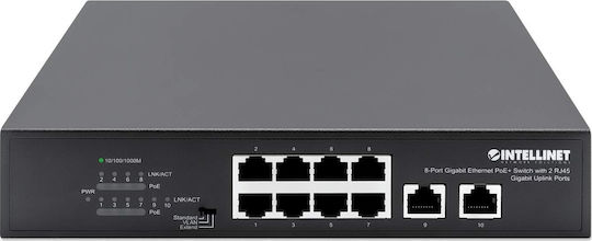 Intellinet 561402 Unverwaltet L2 PoE+ Switch mit 8 Ports Gigabit (1Gbps) Ethernet