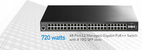 Cudy GS2048PS4-720W Управление на L2 Switch с 44 Портове Гигабитови (1Gbps) Ethernet
