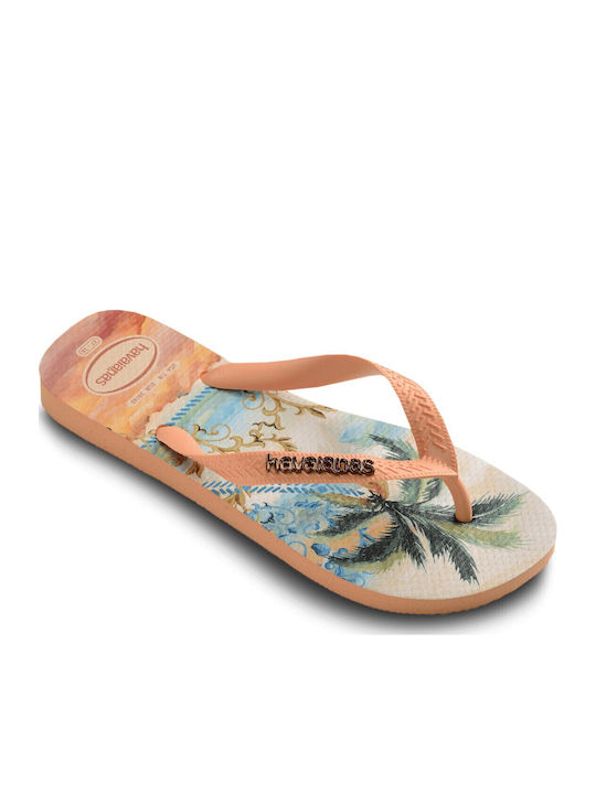 Top Tropicalia Vibes Flip Flops In Orange Colour