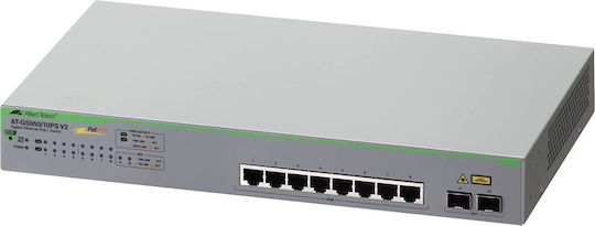 Allied Telesis Unmanaged L2 PoE++ Switch with 8 Gigabit (1Gbps) Ethernet Ports and 2 SFP Ports