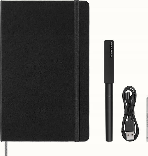 Moleskine Σημειωματάριο με Στυλοθήκη Μαύρο
