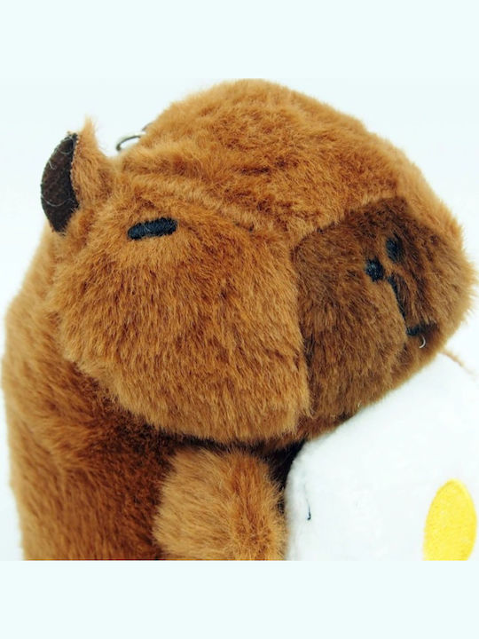 Toy Plus Keychain Capybara Type Children 3+ Years Length 11cm Brown Color White Flower Abyz